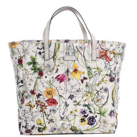 gucci black flora tote|Gucci floral tote large.